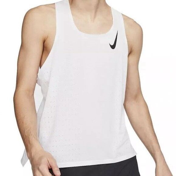Nike AeroSwift Men’s Size M White Black Running Racing Singlet - Picture 1 of 6